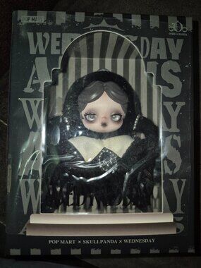 UNOPENED BOX - POP MART x SKULLPANDA x WEDNESDAY Plush (Classic Dress Version)